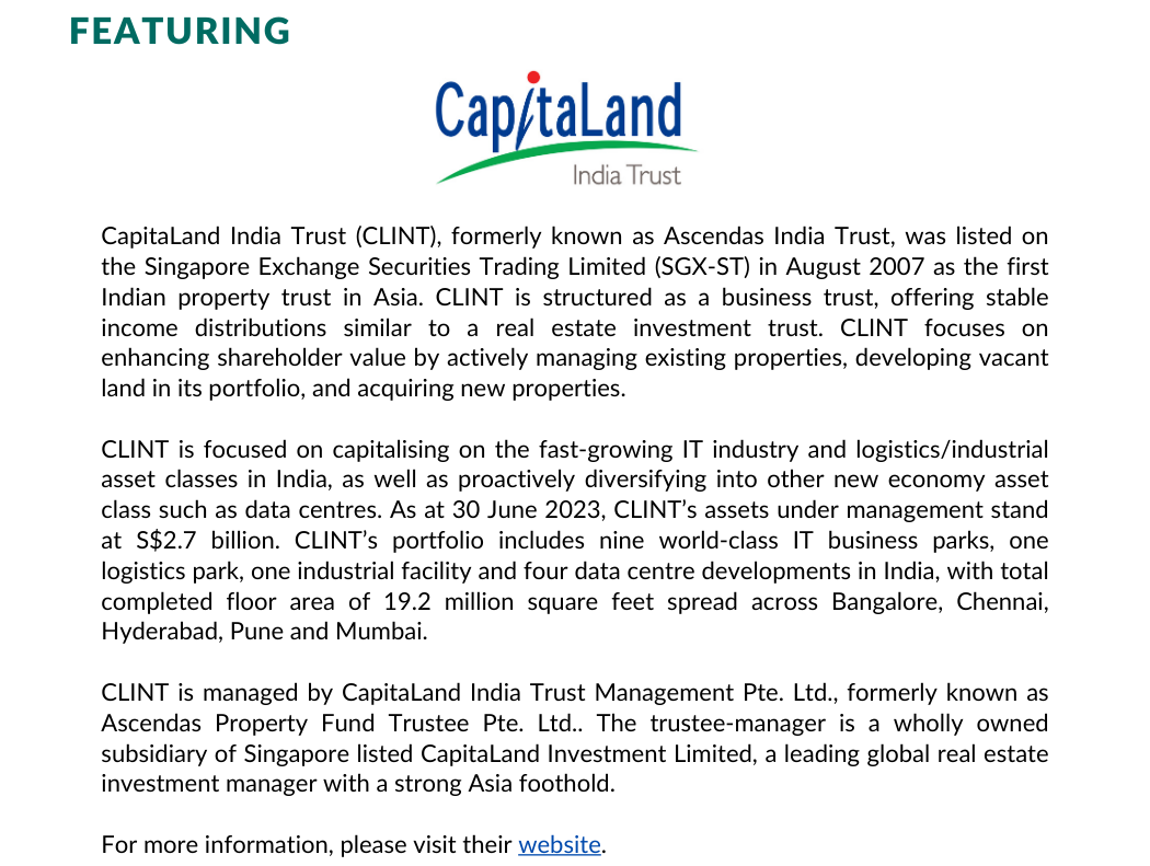 Corporate Connect Webinar With CapitaLand India Trust Securities